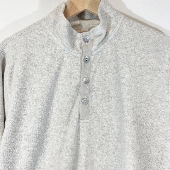 Soft Surroundings Fleece Mock Neck Tunic Top Cream 1/4 Button Up Cotton Size M - Picture 3 of 6